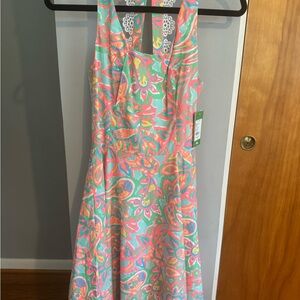 Lilly Pulitzer Pink and Green Midi Dress